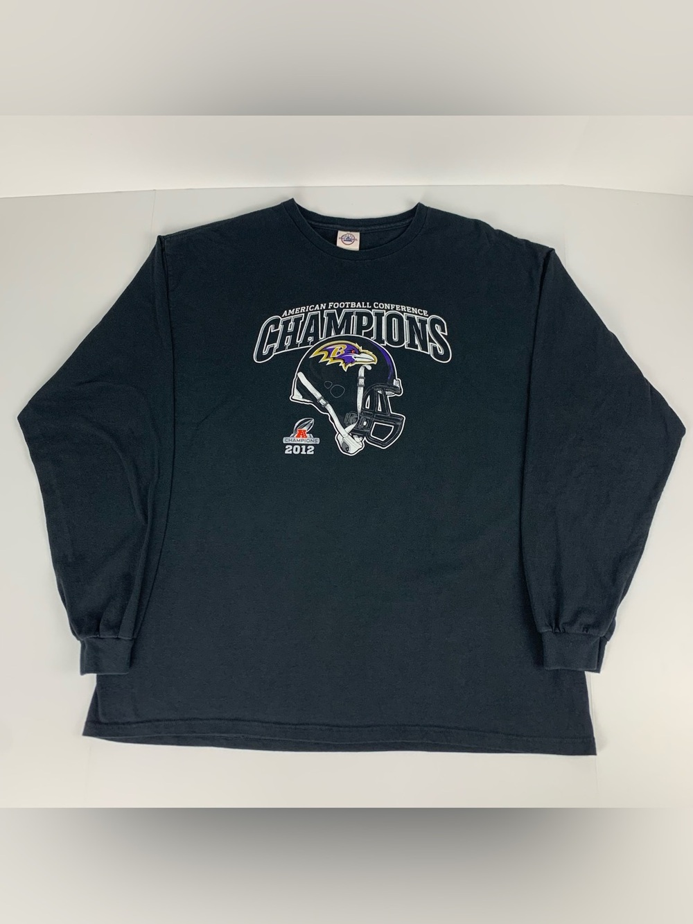 Baltimore Ravens T-Shirt 2012 NFL AFC Champions Long Sleeve Tee Mens Size 2XL